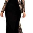 Mother of The Bride Dresses Floor Length Jewel Neck Long Sleeves Lace Mermaid Wedding Guest Formal Dresses (22 Plus, Black)