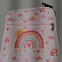 Clastyle Pink Rainbow Insulated Lunch Bag for Kids, Portable Large Thermal Cooler Lunch Bag for Girls, School Lunch Box Bag with Bottle Holder