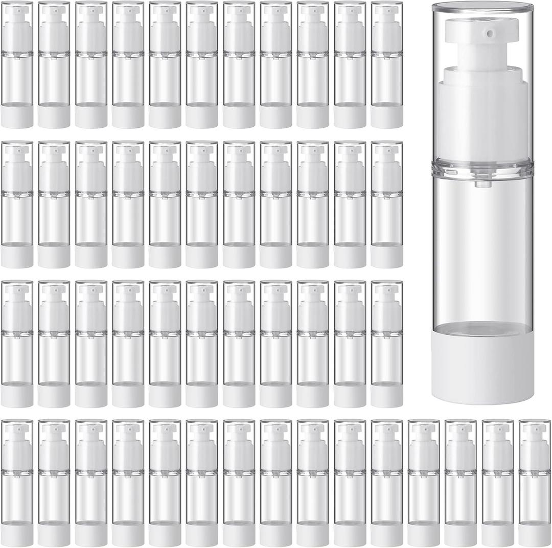 Sabary 60 Pcs Clear Airless Pump Bottles Refillable Cosmetic Travel Size Dispenser Vacuum Plastic Travel Bottles Empty Lotion Pump Dispenser Liquid Toiletry Container(1 oz)