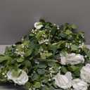 Anna's Whimsy 5.91FT Artificial Eucalyptus Garland with Flowers, Fake Flower Rose Gypsophila, Faux Floral Greenery Garland for Wedding Spring Home Party Craft Art Table Runner Decor