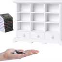 BABESIDE 1:12 Dollhouse Mini Bookshelf with 9 Mini Books  Wooden Dollhouse Furniture Accessories for Kids, Baby Doll Accessories Gift for Girls Age 3+