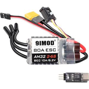 2-in-1 AM32 RC Crawler Brushless ESC, 80A ESC 2-6S Lipo with XT60/USB Programming Card, Brushless Electric Speed Controller for Axial SCX10 Traxxas TRX-4 TRX-6,1/8 1/10 Scale RC Truck Off-Road Car