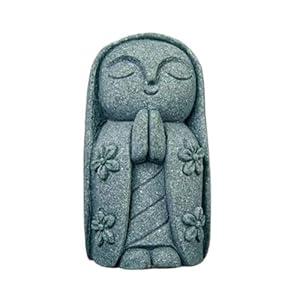 SEEK RARE Mini Monk Buddha Jizo Statue - Green Sandstone Small Zen Figurine for Home Decor, Aquarium Fish Tank Landscape Bonsai Garden Ornament