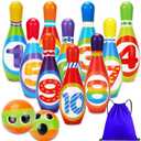 Kids Bowling Set 2-5 Toddler Indoor Bowling Game Outdoor Toy Gift for 1 2 3 4 Year Old Boys Girls Soft 10 Colorful Foam Bowling Pins 2 Bowling Ball Developmental Toddler Age 2-4 3-5 Easter Present