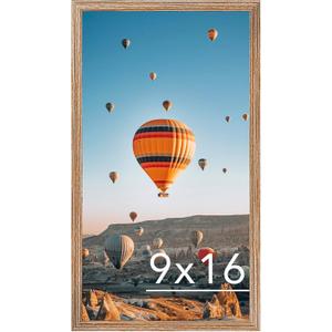 9x16 Picture Frame Rustic Brown for Wall Hanging, Wall Mounting Horizontally or Vertically, 9 x 16 Wall Gallery Poster Photo Frame with Shatter Resistant Plexiglass, Rustic Brown