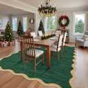 GarveeHome Washable Rug 8x10 Area Rugs for Bedroom Farmhouse Scalloped Living Room Rug Non Slip Large Area Rug Low Pile Throw Rugs Stain Resistant Carpet for Dining Room, Green 8 ft x10 ft