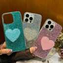 Case for iPhone 13 Case Glitter Bling for Women Girls Sparkle Cover, with Love Kickstand Holder Protective Gel Case 6.1 inch (Green)