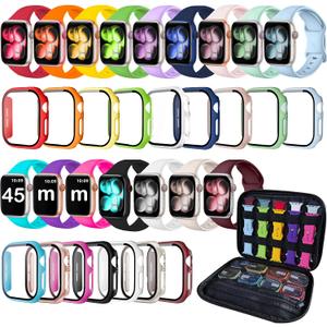 16 Pack for Apple Watch Bands with Screen Protector & Organizer Women Men | Compatible with Apple Watch 40mm 41mm 42mm 44mm 45mm 46mm Series 11/10/9/8/7/6/5/4/SE/SE 2/SE 3