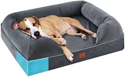 URPET Orthopedic Dog Bed Full Memory Foam, 36x28 inches, Grey, Waterproof Liner, Removable Cover, CertiPUR-US Certified
