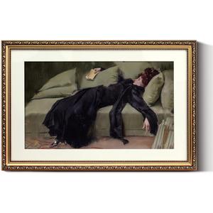 ARPEOTCY Vintage Gold Framed Large Wall Art, Classical Trendy Woman Gallery Paintings, Canvas Prints Artwork with Antique Frame, Victorian Wall Picture Decor for Bedroom Living Room 16x24 inch