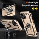 IKAZZ for iPhone 14 Plus Case 6.7 Inch with Screen Protector,Military Grade Shockproof Heavy Duty Protective Phone Cover Pass 16ft Drop Test with Magnetic Kickstand Car Mount Holder,Gold