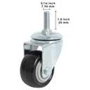 Finnhomy Stem Caster Wheels 2 Inch Heavy Duty Threaded Swivel Casters 5/16" -18 x 1 Set of 4 Premium Polyurethane Wheels PU Anti-wear Smooth Casters, Black