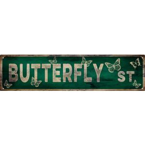 Vintage Tin Sign Retro Metal Butterfly Street Signs Stylish Wall Art Plaques for Home Decor Bathroom Kitchen House and Gothic Wall Decor or as a Unique Poster 16x4 in