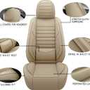 Fully Covered Automotive Car Seat Covers with Waterproof Nappa Leatherette Universal Fit for Most Cars Sedans SUVs and Pick-up Trucks with 5 Seats (Beige, Full Set)