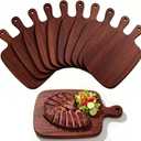 Wood Cutting Board With Handle, ebony wood cutting board, Double-Sided Use, Groove design, Small Charcuterie Boards for Family Dinner, Pizza, Bread, Cheese, Fruit, Steak, Vegetables (12 x 7.9 Inch)