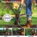 Weed Puller Tool, Stand Up Heavy Duty Weed Remover Tool with Long Handle , Foot Platform Design - 4 Claw Steel Head Weeder Tool, Bamboo Garden Hand Weeding Tool, Smoothly Remove Weeds Without Kneeling L