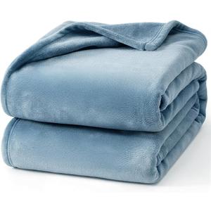 Hansleep Fleece Washed Blue Throw XL Blanket, Super Soft Flannel Fuzzy Plush Cozy Blanket for All Seasons, Washed Blue, Throw XL 50x70 Inches