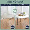 Fitted Round Table Cover with Elastic - 2 Pack White Round Tablecloths 60 Inch, Windproof & Non-Slip Dining Circle Table Protector for Outdoor Picnic, Party, Event