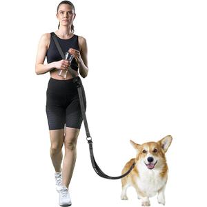Hands Free Dog Leash, Crossbody Dog Leash, 5.3-7.8Ft Waist Belt with Car Seatbelt and Double-Sided Reflective,Walking, Jogging,Hiking, Travel etc.(Black)