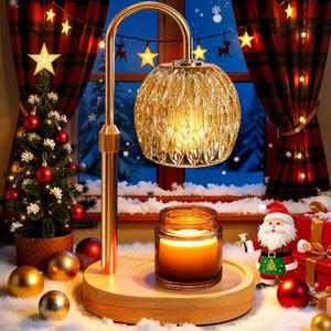 BlissWhisper Candle Warmer Lamp with Timer Dimmer,Adjustable Height Wax Melting Lamp for Jar Candles, Aesthetic Vintage Home Decor for New House Warming, Gift for Women Birthday Christmas (Gold)