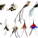 TTcat Cat Feather Toy Replacement Wand Refills, 10 Pcs Simulation Insects Bird Feathers.