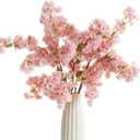 PARTY JOY 6PCS Cherry Blossom Branches, Artificial Fake Flowers Stems Silk Tall Flower Arrangement Cherry Blossom Decor for Home Wedding Centerpieces Decoration(Pink)