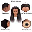 16 Inch 100% Real Hair Mannequin Head Training Head Manikin Cosmetology Doll Head for Hairdresser Practice Braiding Hair Styling with Clamp stand