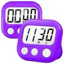 2 Pack Digital Kitchen Timer for Cooking Big Digits Loud Alarm Magnetic Backing Stand Cooking Timers for Baking Purple