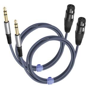 2 Pack 1/4 TRS Male to 3Pin XLR Female Microphone Cable,Balanced 6.35mm TRS to XLR Female Braid Quarter inch Cable for Mixer Microphone Active Speakers-3Feet