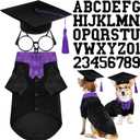 Huhumy 5 Pcs Dog Graduation Costume Set Include 2026 Pet Graduation Gown with Stole Puppy Grad Cap Lensless Glasses DIY Letter Stickers for Dogs Cats Holiday Costume Accessory(Black Purple,L)