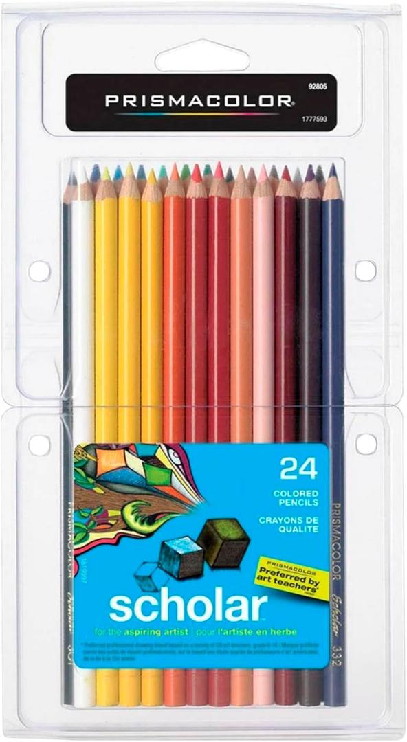 Prismacolor Scholar Colored Pencils, 24 Count - Vibrant Colors, Art Supplies, Drawing, Coloring, For Beginner Artists