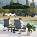 JEAREY 9FT 3 Tier Patio Umbrella Outdoor Market Umbrella Table Umbrellas with 8 Ribs 1.5 Pole Push Button Tilt and Crank UV Protection for Garden,Dark Green