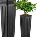 DOITOOL 50Pcs Plastic Deep Plant Nursery Pots, 11.2" Tall Tree Pot Black Seedling Treepots Flower Plant Container with Drainage Holes for Indoor Outdoor Gardening (11.2" H X 3" W)