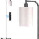 SIBRILLE Floor Lamp with Linen Shade, Dimmable Tall Standing Lamp with Remote Control & 3 Color Temperatures, Modern Floor Lamps for Living Room Bedroom Office Corner, 9W LED Bulb Included