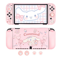DLseego Cute Dog Switch OLED Protective Case Silicone Soft Cover Shockproof Pink Skin Joy Con Shell with 4PCS Cat Claw Thumb Grips Caps