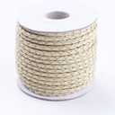 10.93 Yards 3mm Round Braided Cowhide Cords Light Yellow Genuine Braided Leather Cords for Bracelet Necklace Jewelry Making