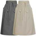 Cityelf Linen Half Waist Apron for Women 2 Large Pockets, Long Waist Ties, Medieval Renaissance Peasant Bistro Kitchen Vintage Colonial Maid Waitress Costume - Beige Grey ( No Size )
