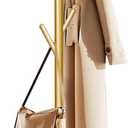 Coat Rack, Metal Freestanding Coat Rack with 8 Hooks, Sturdy Coat Tree with Natural Marble Base for Coats, Hats, Scarves and Handbags for Entryway, Hallway, Bedroom, Office,Dorm (Gold)