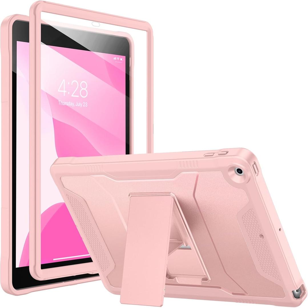 Soke Case for iPad 9th/8th/7th Generation 10.2-Inch (2021/2020/2019 Release), with Built-in Screen Protector and Kickstand, Rugged Full Body Protective Cover for Apple iPad 10.2 Inch - Pink Sand