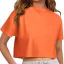 ZDC Girls Athletic Oversized Crop Tops Kids Drop Shoulder Short Sleeve T Shirts Workout Tees 9-10 Years Orange
