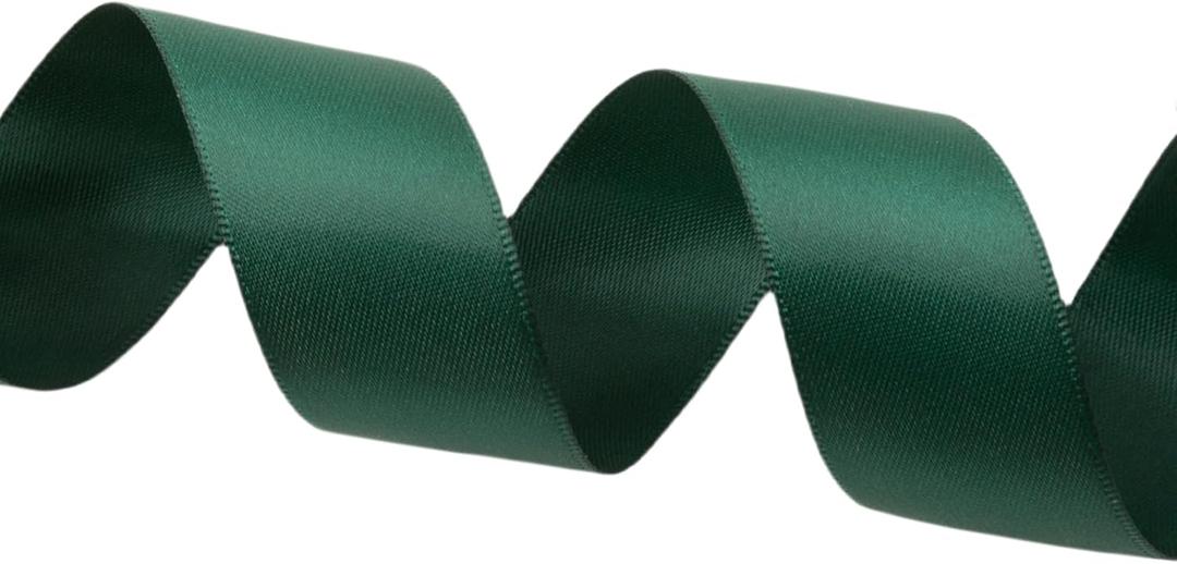 1 1/2 Inch Double Face Satin Ribbon Hunter Green Ribbon for Gift Wrapping Hair Bows Making Chair Sash Valentine's Day Wedding Birthday Party Invitation Decor Flower Bouquet Christmas, 25 Yard