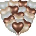 18 Inch 18 pcs White Sand Nude Brown Heart Foil Balloons Caramel Balloons for Birthday Baby Shower Wedding Ceremony Anniversary Decorations