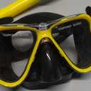 Greatever Dry Snorkel Set, Panoramic Wide View, Anti-Fog Scuba Diving Mask, Professional Snorkeling Gear (Adults, Black Yellow)