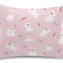 Qilmy Easter Bunnies with Carrots Satin Pillowcase for Hair and Skin with Envelope Closure, Soft and Cozy, Wrinkle Fade Resistant Satin Pillowcase Size Standard 20x26in (A1)