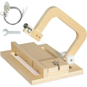 Professional Soap Cutter with Wire, Adjustable Wooden Cutting Tool Soap Slicer for DIY Soap, Cheese, Butter, Cake, Bread Making