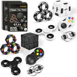 Fidget Toys Adults Set, Easter Basket Stuffers Gift for Kids Teen Cool Gadget Sensory Pack with Figette Spinner Cube ADHD Anxiety Relief Stress Magnetic Ring Office Desk Manget Toy for Boys