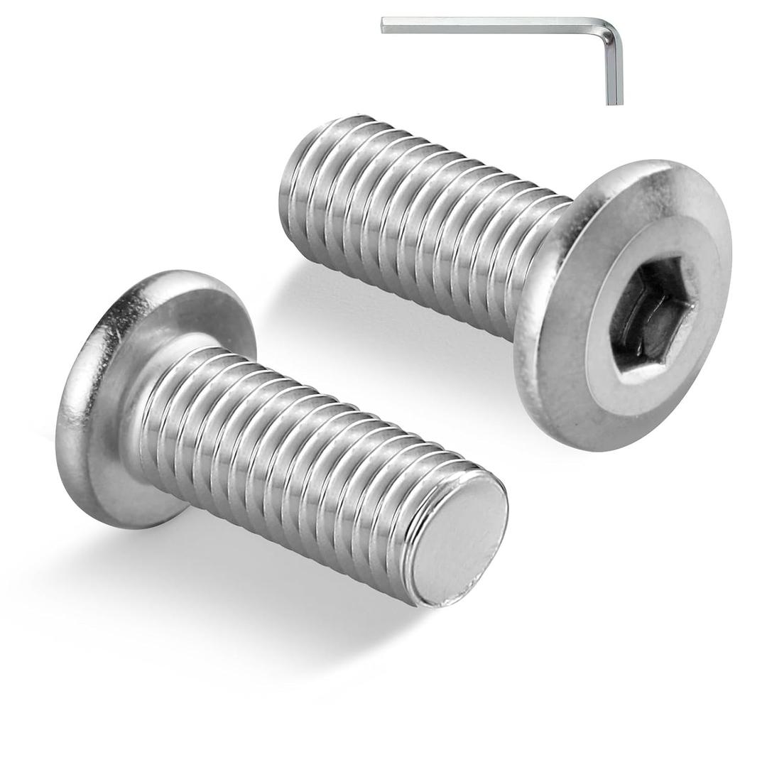 M6-1.0 x 15mm Flat Head Hex Socket Cap Screws Bolts 100Pcs, M6 Bolt 304 Stainless Steel 18-8 Furniture Bolts Full Thread, with Hex Spanner (Silver)