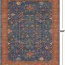 Washable Navy Blue Living Room Rug, 8x10 Area Rug For Bedroom, Dining Room Rugs for Under Table - Low Pile Non-Slip Rubber Backing Stain Resistant Rug - Aethestic Boho Home Decor (8x10 Navy Blue)