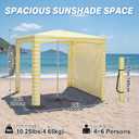 Beach Cabana-6.6x6.6Beach Canopy with Side Wall,Portable Umbrella Tent with Sand Pockets for Family & Friends,Easy Up Beach Sun Shelter for Outdoor Patios,Backyards,and Camping,Yellow Stripes, 78.74 x 78.74 x 90.55 inches
