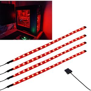 DS RED Computer Light LED Strip with Magnetic Design for PC Case Lighting Kit,Mid Tower and Full Tower use (4Pack, S Series)